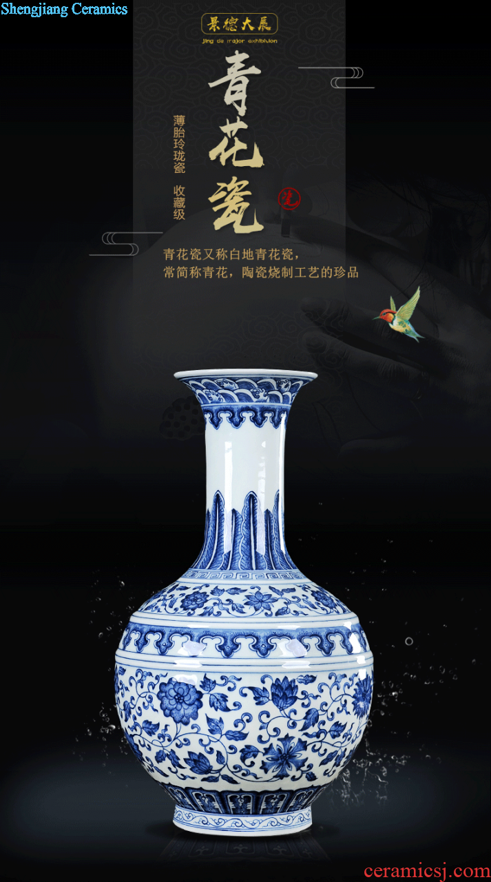 Chinese pottery and porcelain vase furnishing articles The living room floor high modern creative home famous hand-painted handicraft arranging flowers