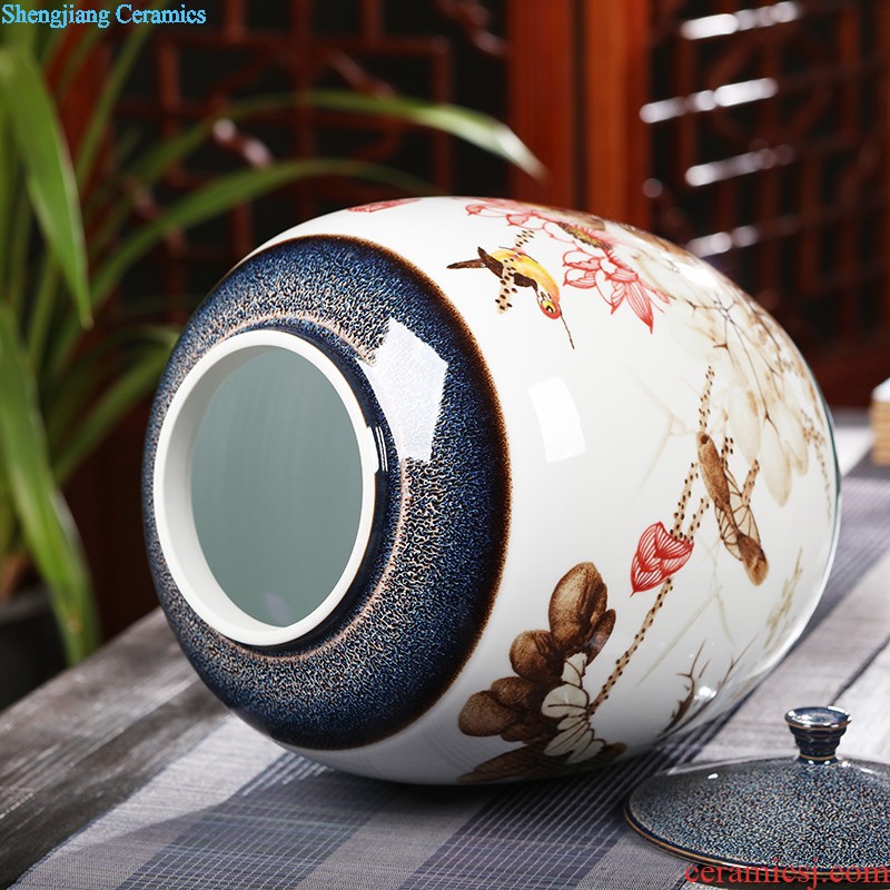 Jingdezhen ceramic large caddy seal pot home puer tea pot of tea urn storage and receives the tea bucket