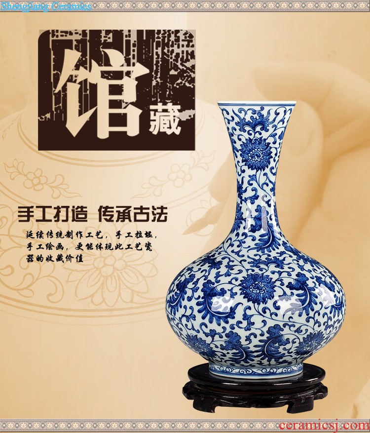 Jingdezhen ceramics vase Famous hand painted peony large opening new Chinese style living room decoration housewarming furnishing articles