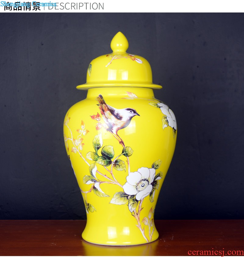 Jingdezhen ceramic vase household the general pot of new Chinese style porch example room dry flower arranging flowers soft adornment is placed