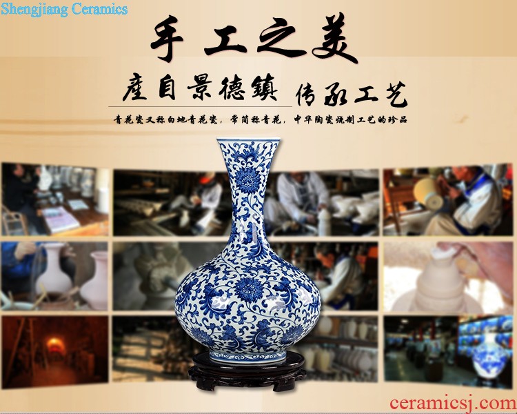 Jingdezhen ceramics vase Famous hand painted peony large opening new Chinese style living room decoration housewarming furnishing articles