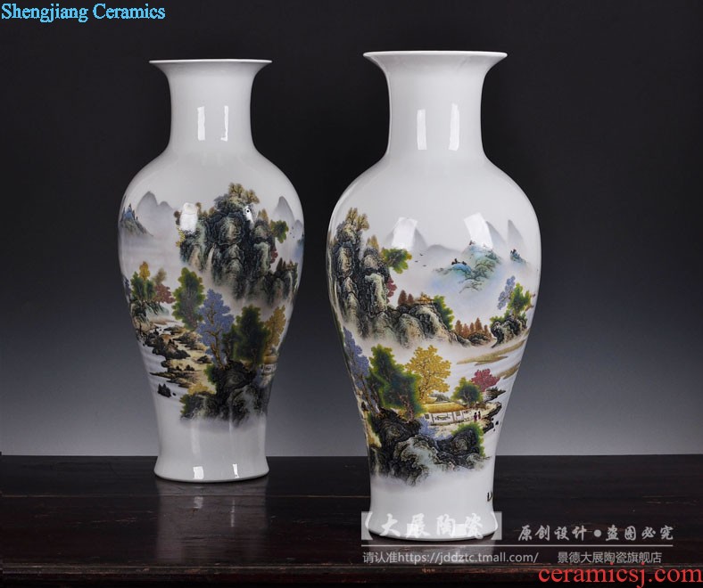 Jingdezhen ceramics vase large flower arrangement Sitting room appropriate home furnishing articles set TV ark adornment has opened in the background