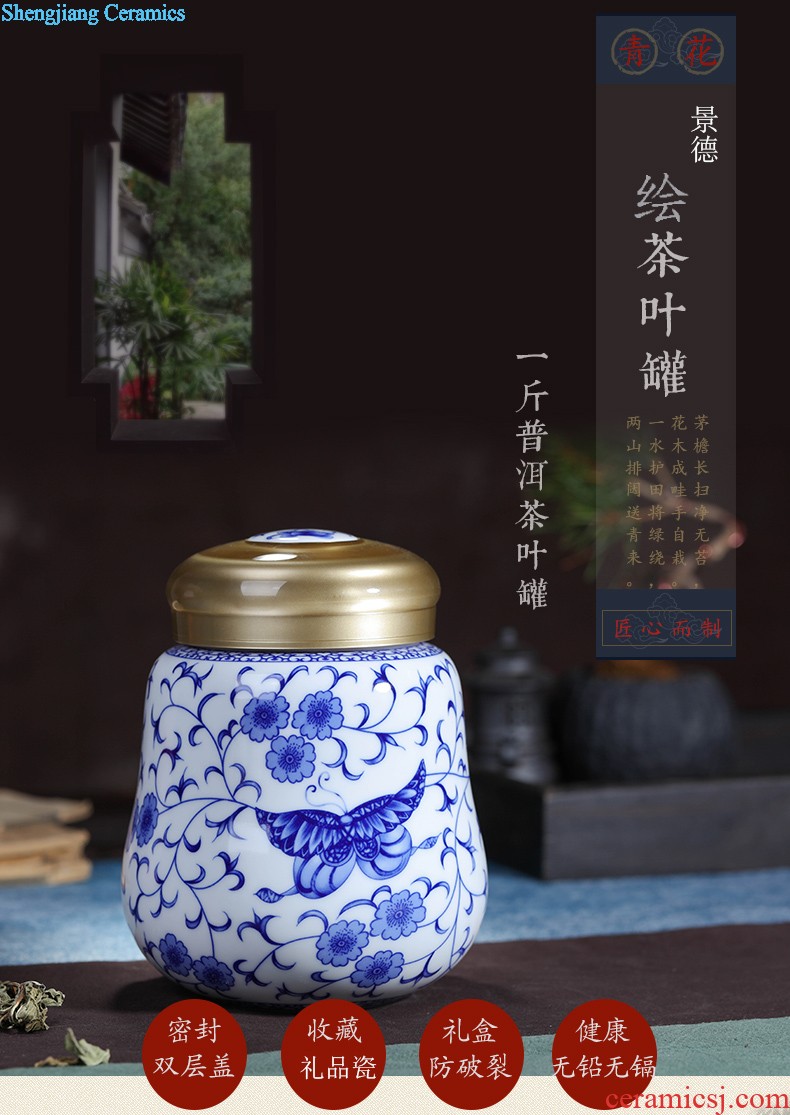 Jingdezhen hand-painted ceramic seal pot large metal caddy cover POTS sitting room place POTS of blue and white porcelain