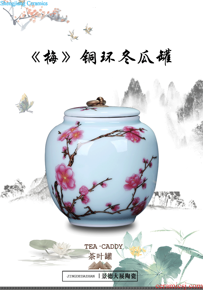 Exhibition of jingdezhen ceramics pu 'er tea tea pot of tea urn storage storehouse boxes large plum tea caddy