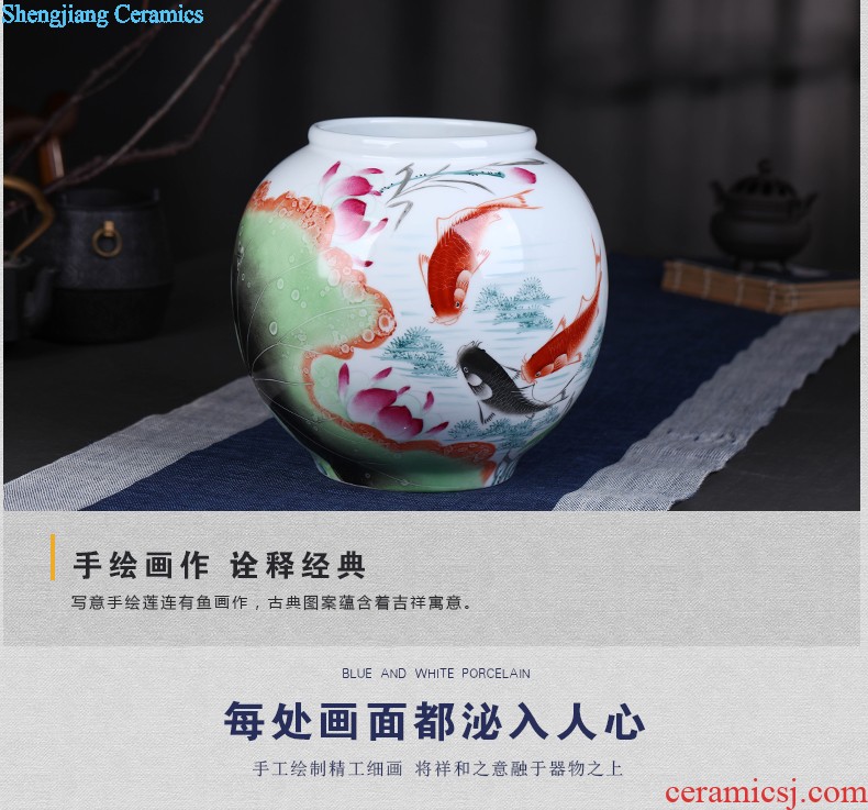 Jingdezhen hand-painted caddy large ceramic seven loaves seal storage POTS and pu 'er tea caddy