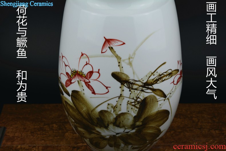 Jingdezhen ceramics celebrity hand-painted big sitting room rich ancient frame of new Chinese style household vase flower adornment furnishing articles