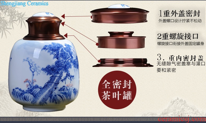 Jingdezhen ceramics vase furnishing articles Scenery famous hand-painted bottles Ceramic bottle of new Chinese style living room decoration furnishing articles