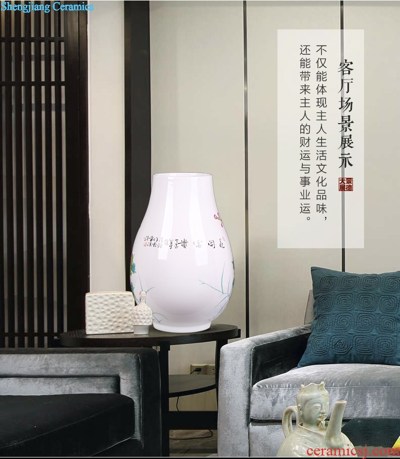 Hand draw large ceramic vase furnishing articles sitting room adornment of new Chinese style household lucky bamboo ceramic red bottle arranging flowers