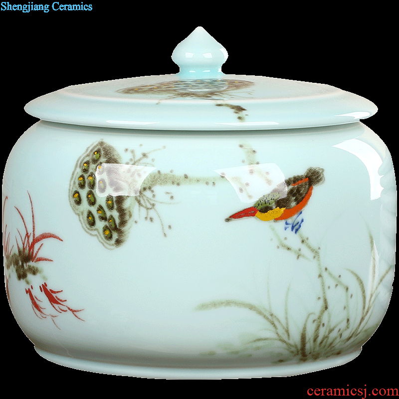 Ceramic tea pot large pu 'er wake receives the tea urn storage barrels all hand jingdezhen ceramic tea set tea