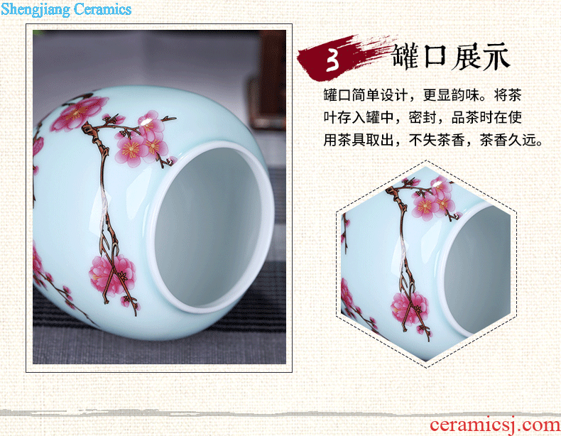 Exhibition of jingdezhen ceramics pu 'er tea tea pot of tea urn storage storehouse boxes large plum tea caddy