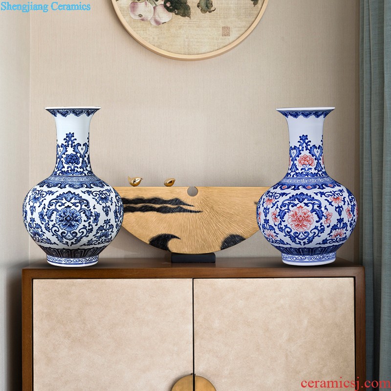 Jingdezhen hand-painted ceramic vases, contracted and contemporary and fashionable household furnishing articles lotus flower arrangement sitting room place dry vase