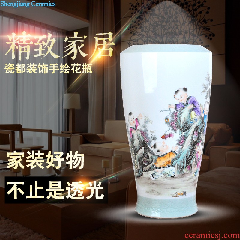 Jingdezhen ceramic hand-painted vase vase planting new Chinese style household adornment handicraft sitting room TV ark furnishing articles