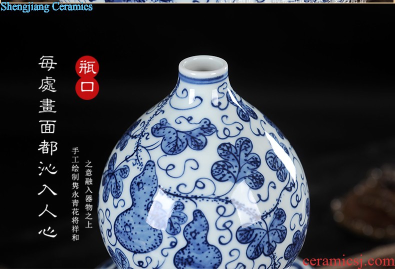 Jingdezhen hand-painted ceramics of blue and white porcelain vase Imitation of classical Ming and qing dynasties antique rich ancient frame furnishing articles Household act the role ofing is tasted