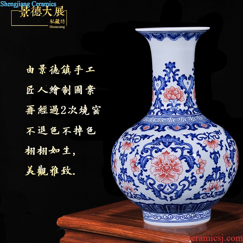 Jingdezhen hand-painted ceramic vases, contracted and contemporary and fashionable household furnishing articles lotus flower arrangement sitting room place dry vase