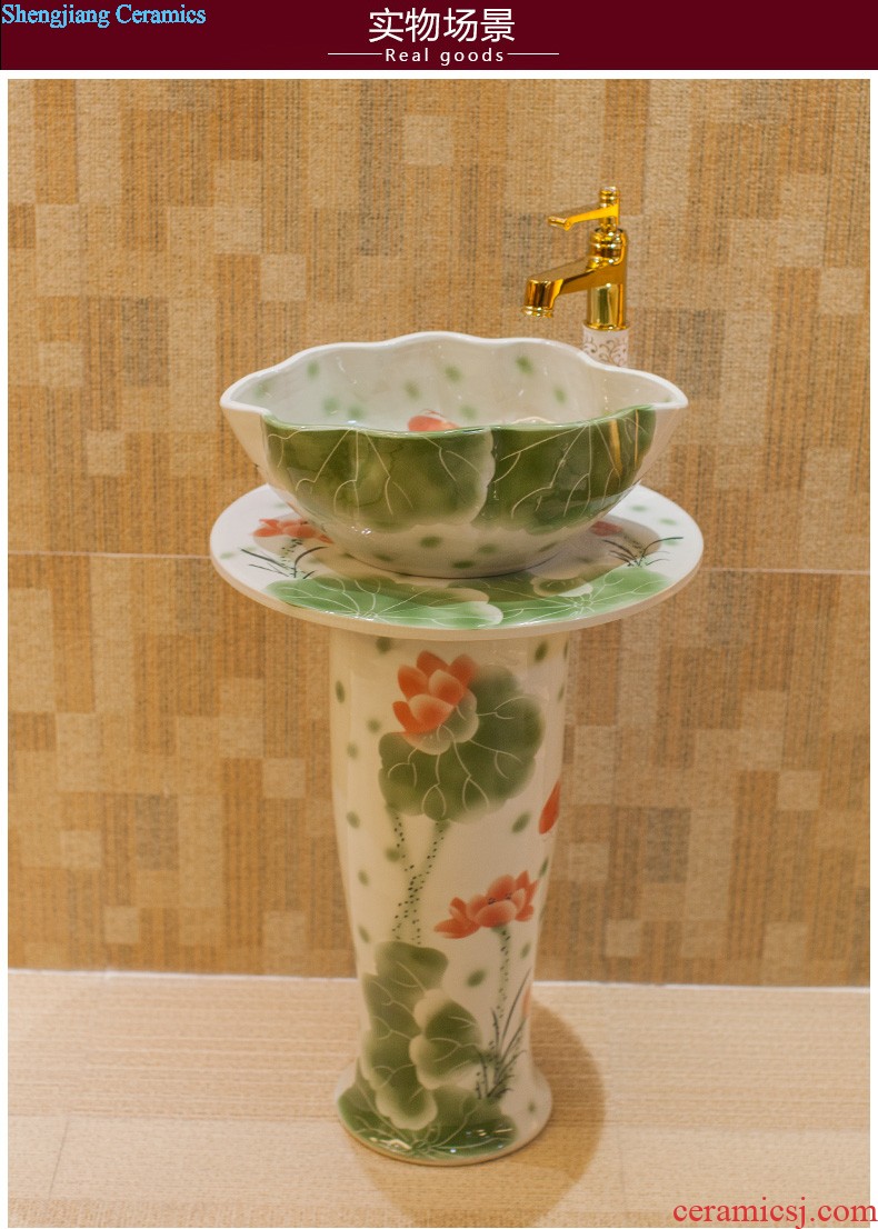 Koh larn, qi ceramic sanitary ware of toilet stage basin sink toilet lavatory basin hand-painted gold orchid flowers