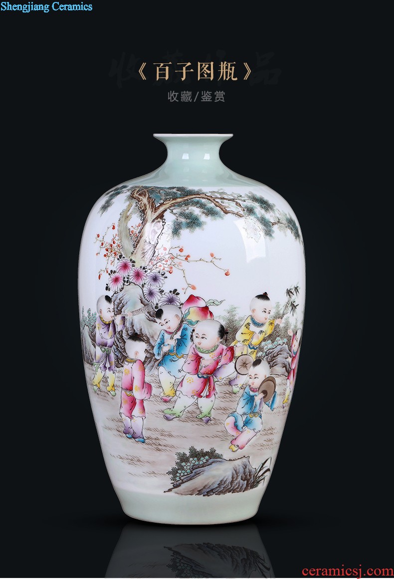 Jingdezhen hand-painted vases, famous artists Peony figure sitting room TV ark flower arranging rich ancient frame furnishing articles furnishing articles ceramics