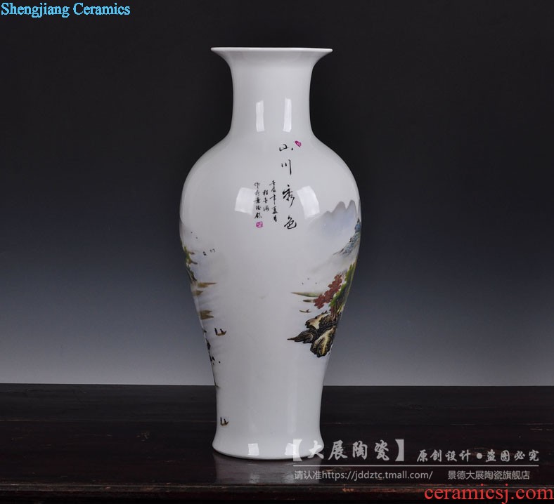 Jingdezhen ceramics vase large flower arrangement Sitting room appropriate home furnishing articles set TV ark adornment has opened in the background