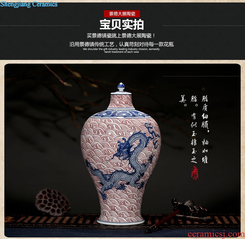 Jingdezhen ceramic vase furnishing articles by hand-painted tong qu dry high lucky bamboo rich ancient frame porcelain vase furnishing articles