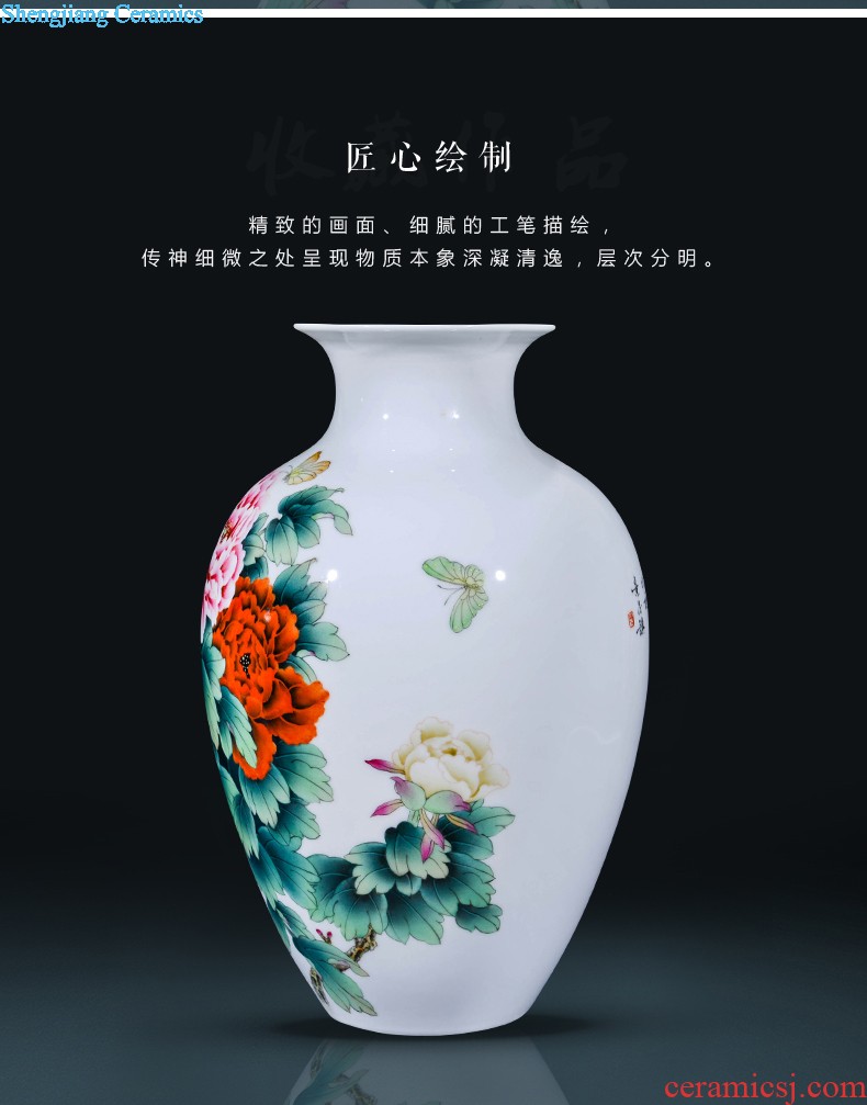 Jingdezhen ceramics hand-painted vases, flower arranging new Chinese style household adornment handicraft sitting room half a knife mud furnishing articles