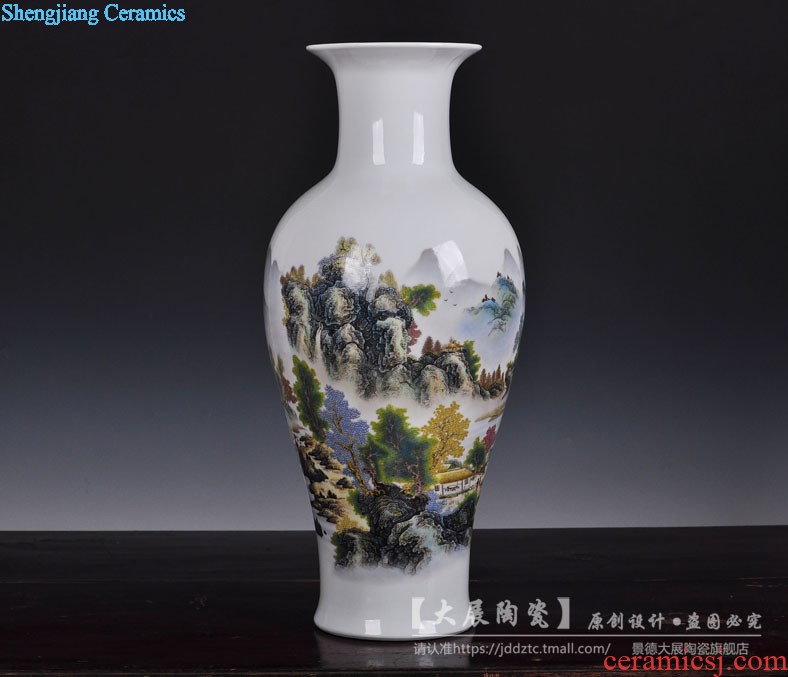 Jingdezhen ceramics vase large flower arrangement Sitting room appropriate home furnishing articles set TV ark adornment has opened in the background