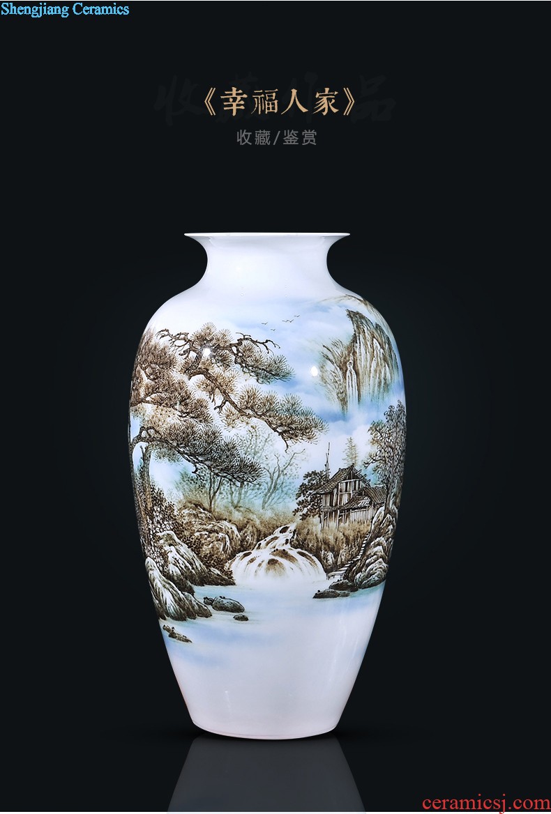 Jingdezhen ceramic flower vases peach famous sitting room hand-painted crafts creative household adornment restoring ancient ways furnishing articles