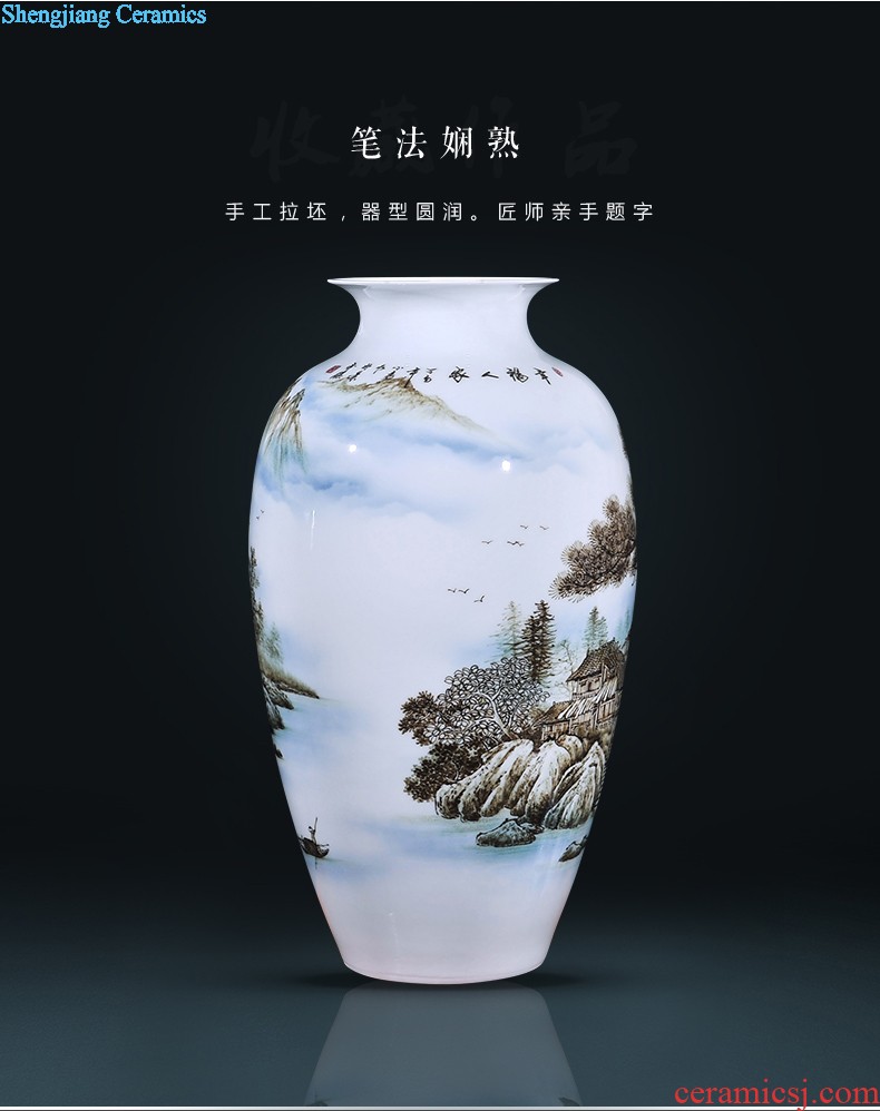 Jingdezhen ceramic flower vases peach famous sitting room hand-painted crafts creative household adornment restoring ancient ways furnishing articles