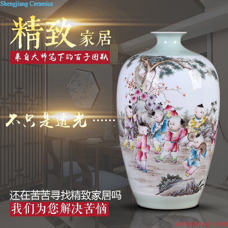 Jingdezhen hand-painted vases, famous artists Peony figure sitting room TV ark flower arranging rich ancient frame furnishing articles furnishing articles ceramics