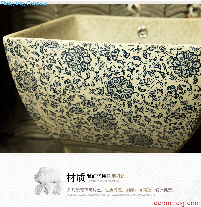 M beautiful hand-painted pillar basin ceramic art basin sink basin crack in blue flowers and birds