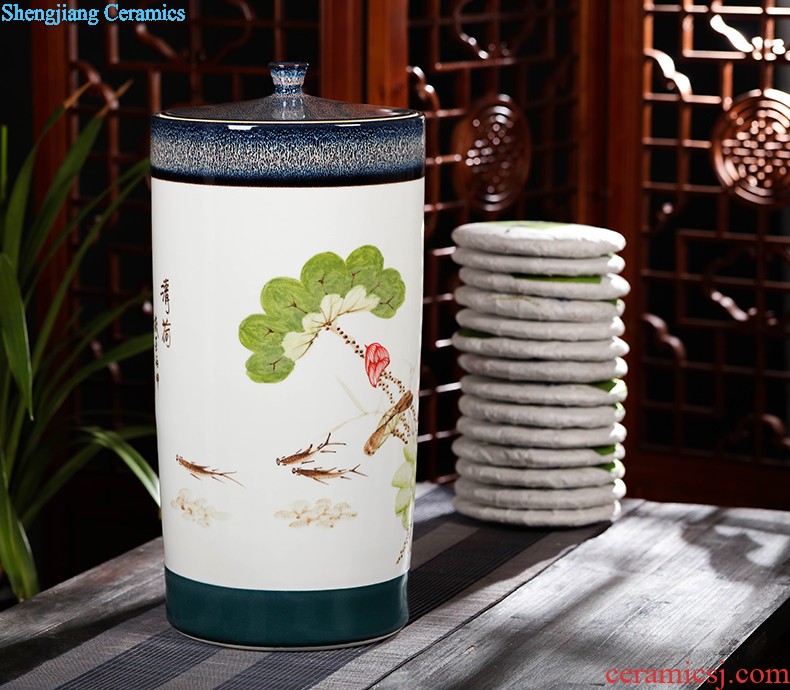 Large tea canister ceramic tea urn storage pu-erh tea and tea bucket seal tea boxes, tea set 6 kg powder POTS