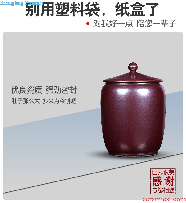 Jingdezhen ceramic tea pot of large storage tank 30 jins of puer tea rice cylinder seal up POTS moistureproof tea set