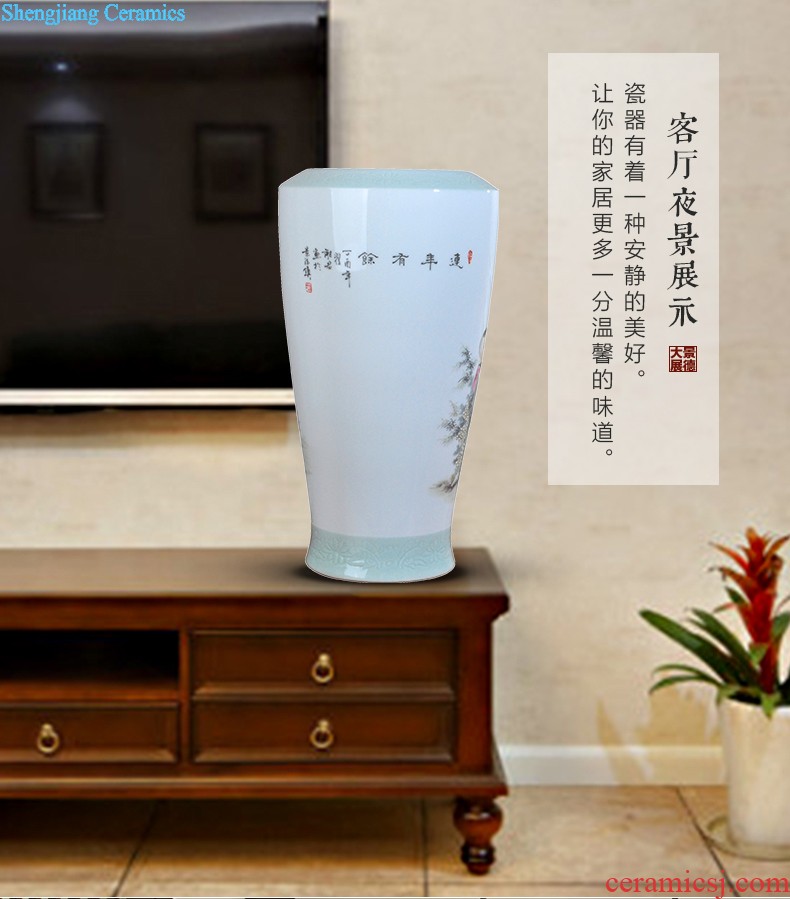 Jingdezhen ceramic hand-painted vase vase planting new Chinese style household adornment handicraft sitting room TV ark furnishing articles