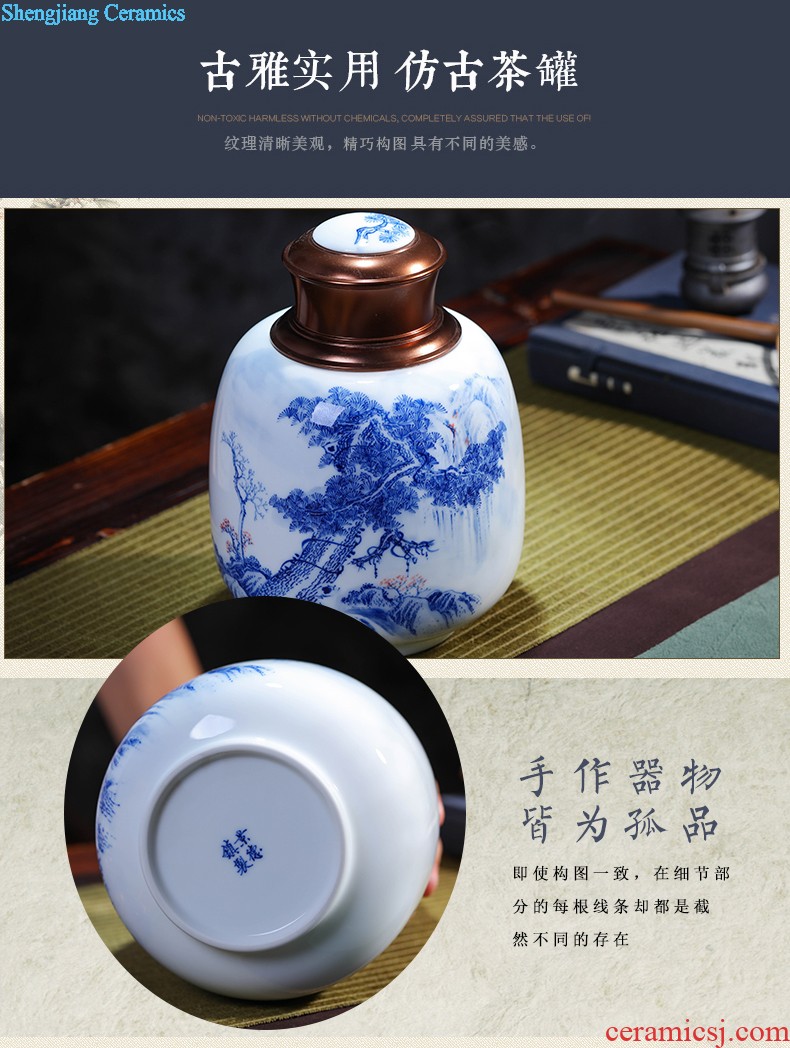 Jingdezhen ceramics vase furnishing articles Scenery famous hand-painted bottles Ceramic bottle of new Chinese style living room decoration furnishing articles