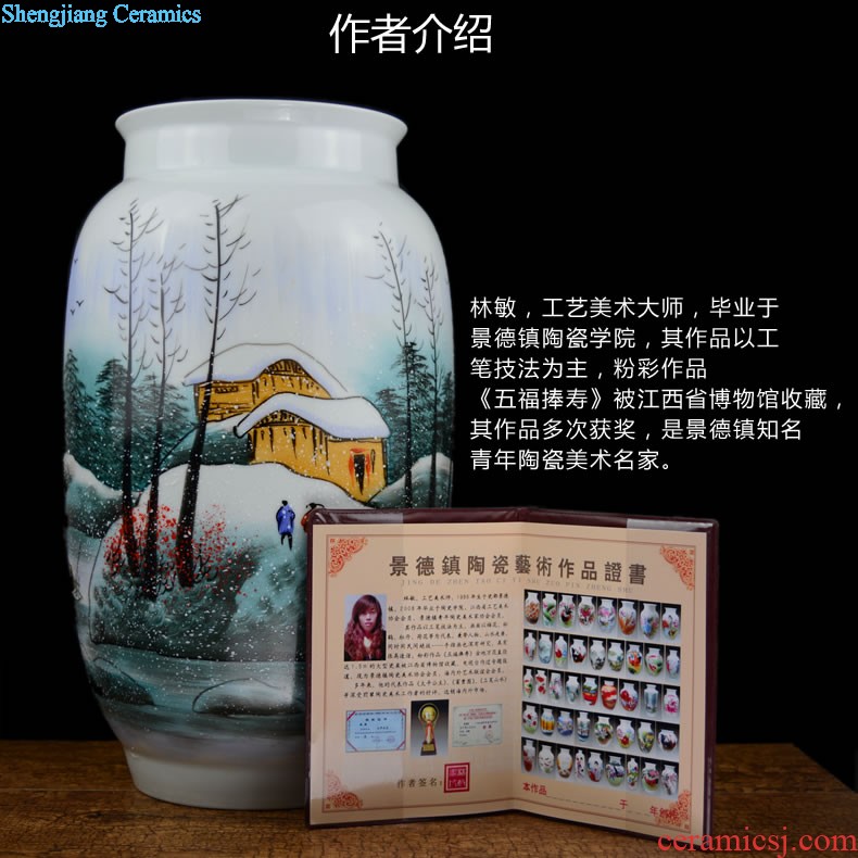 Jingdezhen ceramics Archaize peacock blue vase Chinese sitting room ark creative retro furnishing articles ornaments