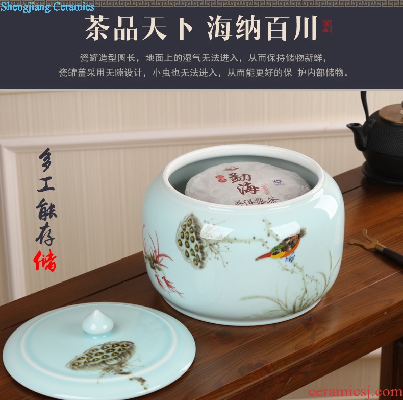 Ceramic tea pot large pu 'er wake receives the tea urn storage barrels all hand jingdezhen ceramic tea set tea