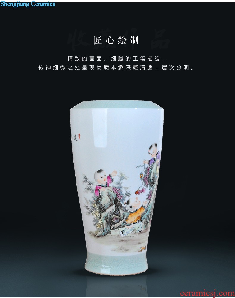 Jingdezhen ceramic hand-painted vase vase planting new Chinese style household adornment handicraft sitting room TV ark furnishing articles