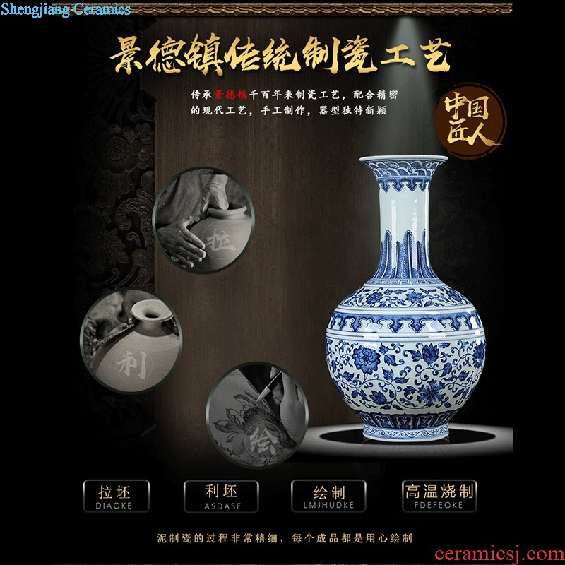 Chinese pottery and porcelain vase furnishing articles The living room floor high modern creative home famous hand-painted handicraft arranging flowers