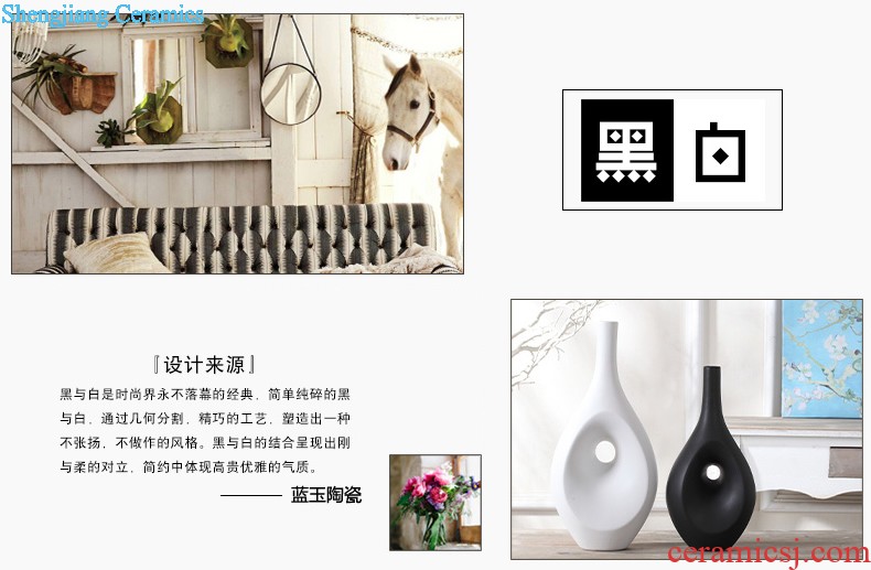 Jingdezhen ceramics kiln vase three-piece new Chinese flower arranging home furnishing articles sitting room adornment handicraft