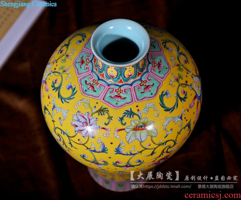 Jingdezhen ceramics hand-painted furnishing articles lucky bamboo vase dry flower vases, new Chinese style living room ceramic bottle furnishing articles