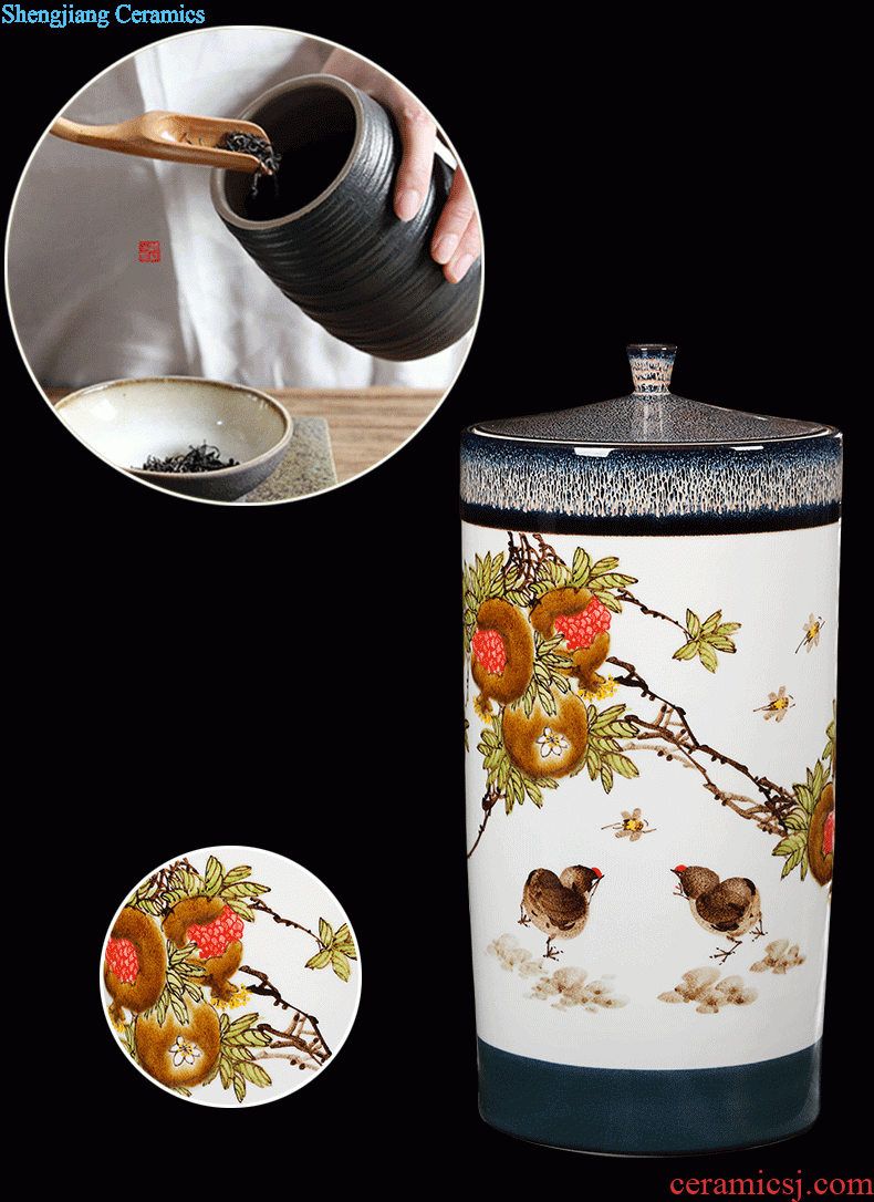 Caddy large seal and POTS Hand-painted ceramic POTS tea set seal pot home puer tea cake