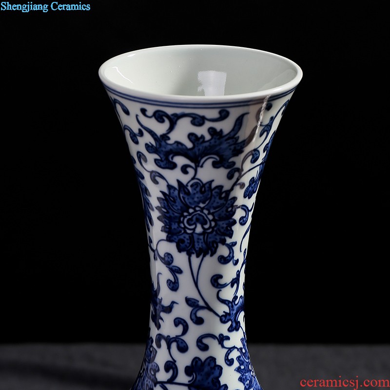 Jingdezhen ceramics vase Famous hand painted peony large opening new Chinese style living room decoration housewarming furnishing articles