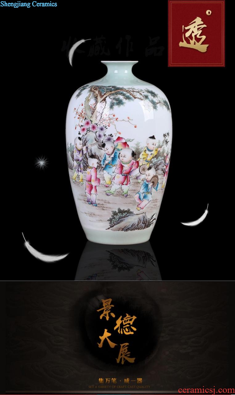 Jingdezhen hand-painted vases, famous artists Peony figure sitting room TV ark flower arranging rich ancient frame furnishing articles furnishing articles ceramics