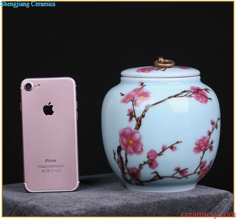 Exhibition of jingdezhen ceramics pu 'er tea tea pot of tea urn storage storehouse boxes large plum tea caddy