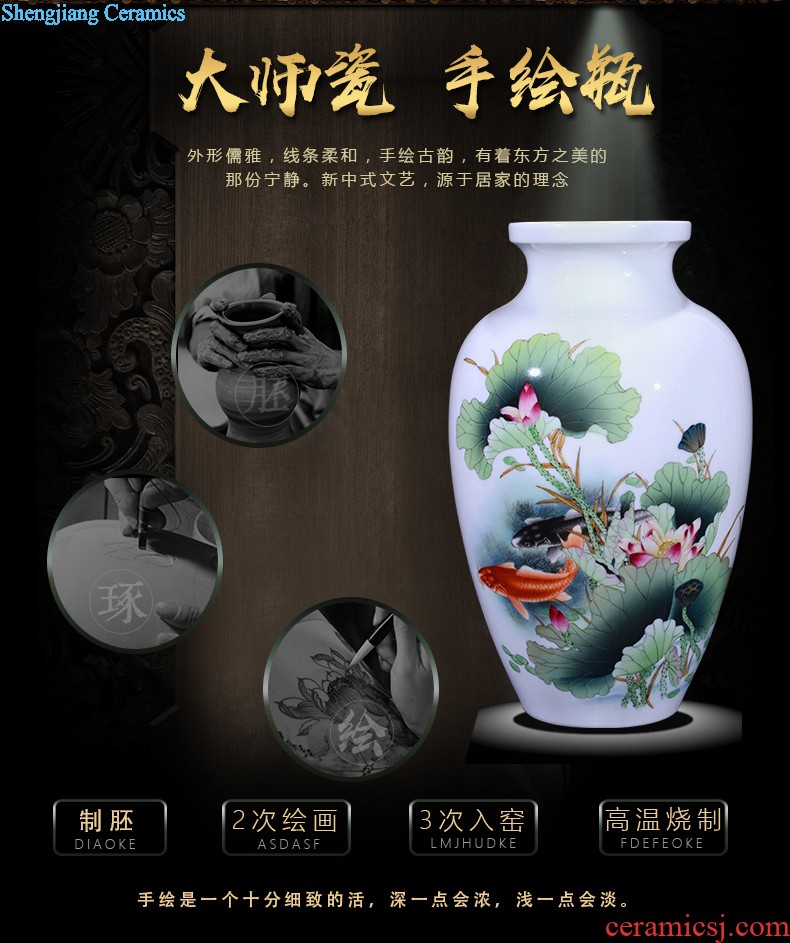 Famous hand-painted ceramic vase furnishing articles jingdezhen porcelain household sitting room adornment flower arranging furnishing articles creative arts and crafts