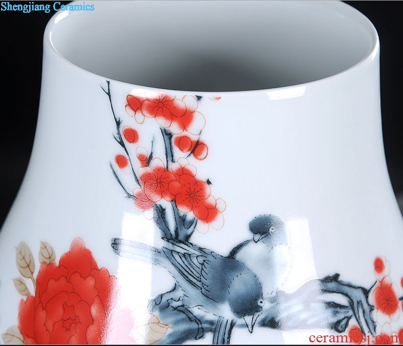 Jingdezhen ceramic vase furnishing articles imitation kiln crack decoration of Chinese style flower arrangement craft rich ancient frame wine sitting room