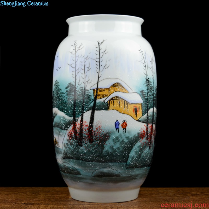 Jingdezhen ceramics celebrity hand-painted big sitting room rich ancient frame of new Chinese style household vase flower adornment furnishing articles