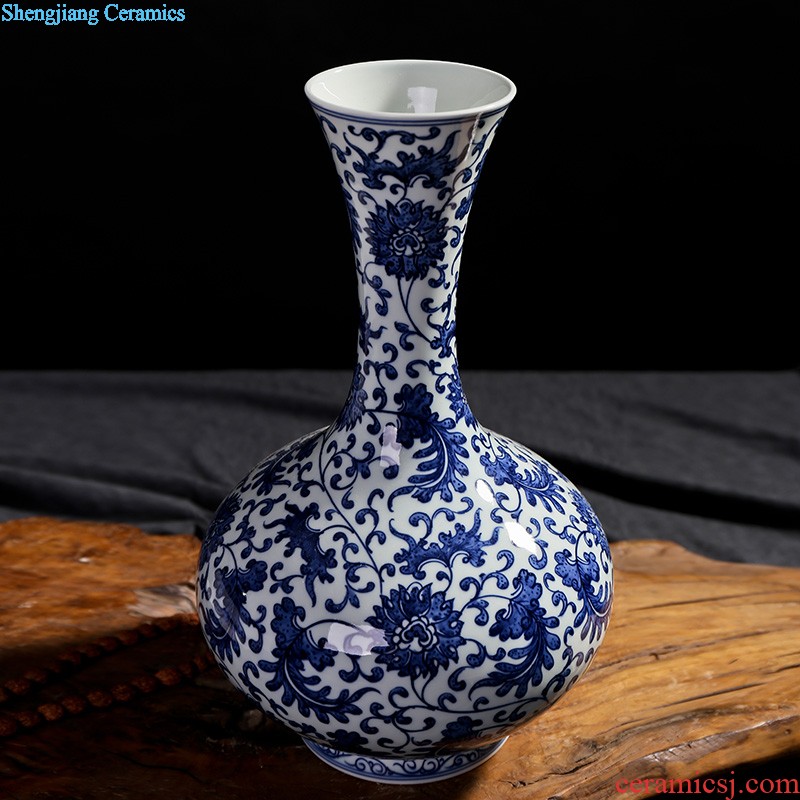 Jingdezhen ceramics vase Famous hand painted peony large opening new Chinese style living room decoration housewarming furnishing articles