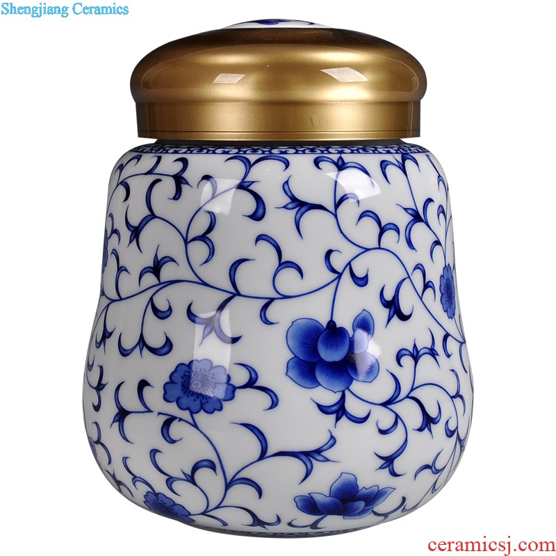 Jingdezhen hand-painted ceramic seal pot large metal caddy cover POTS sitting room place POTS of blue and white porcelain