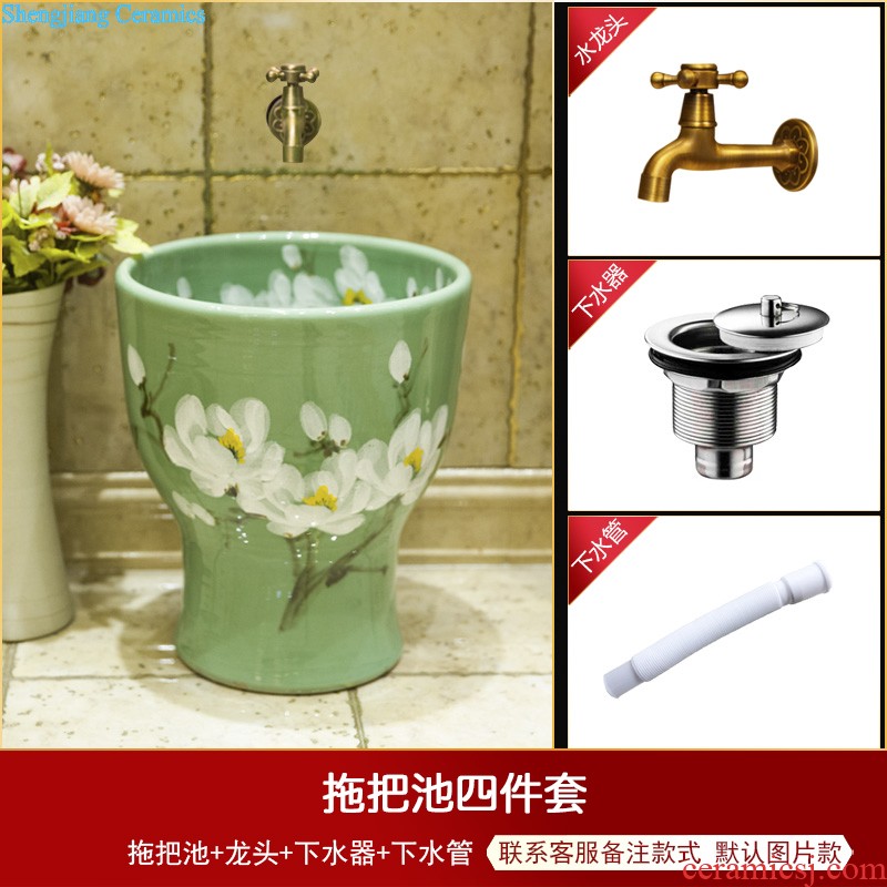 Koh larn, qi ceramic sanitary ware of toilet stage basin sink toilet lavatory basin hand-painted plum blossom