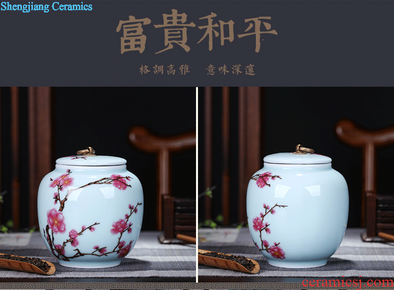 Exhibition of jingdezhen ceramics pu 'er tea tea pot of tea urn storage storehouse boxes large plum tea caddy