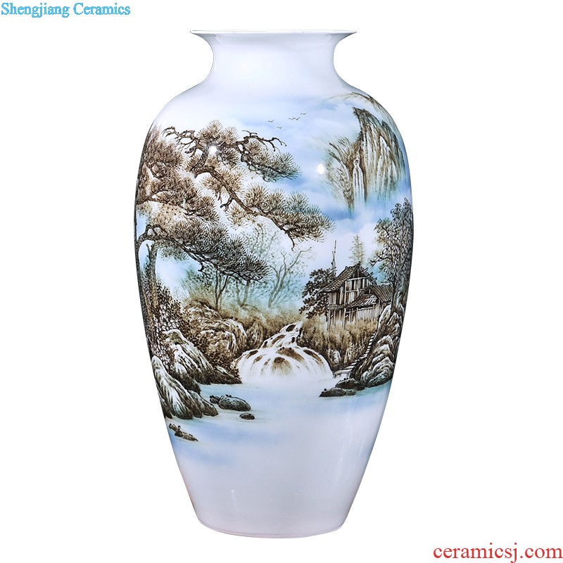 Jingdezhen ceramic flower vases peach famous sitting room hand-painted crafts creative household adornment restoring ancient ways furnishing articles